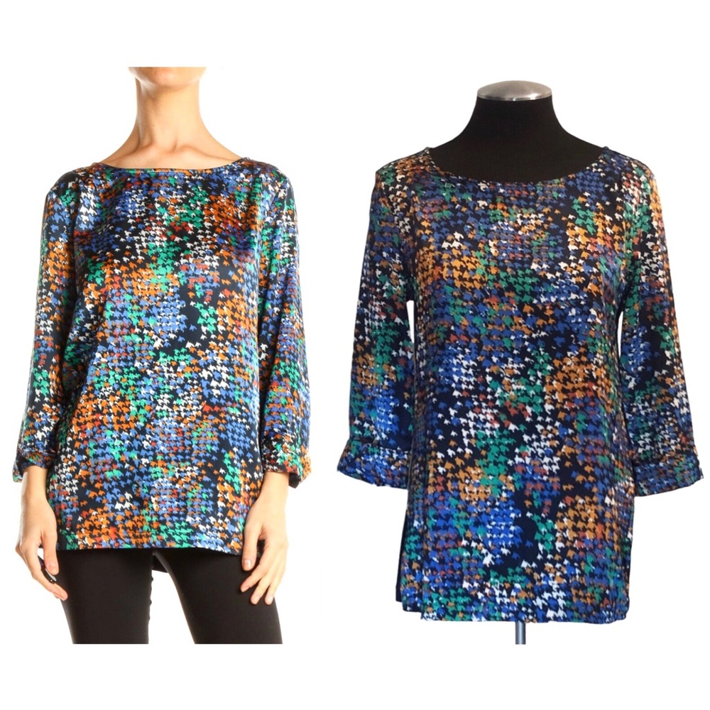 MNG by Mango - Mixed Media 3/4 Sleeve Multicolor Top - Size 4